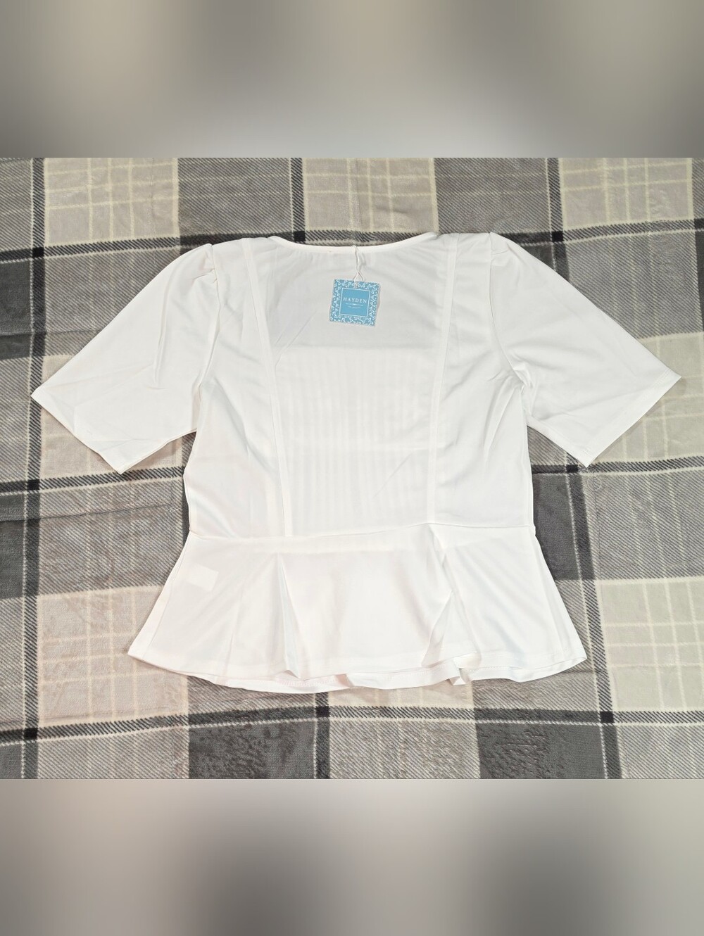 Hayden White Peplum Short Sleeve Blouse(100PC-77)
